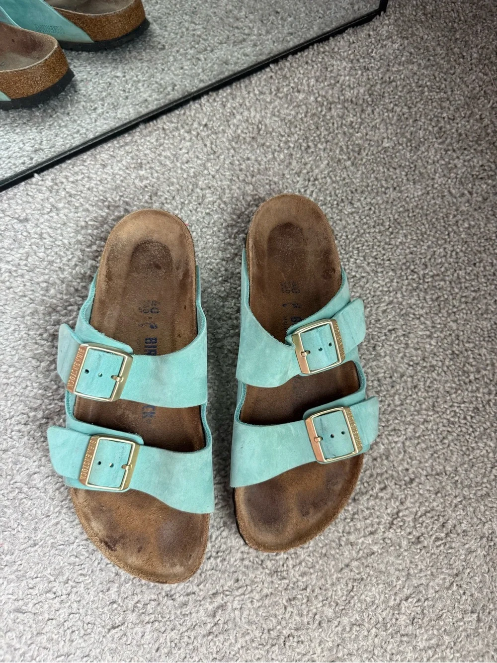Birkenstock Arizona Womens Turquoise Suede Soft Footbed Women Size 40/9 Us Regul